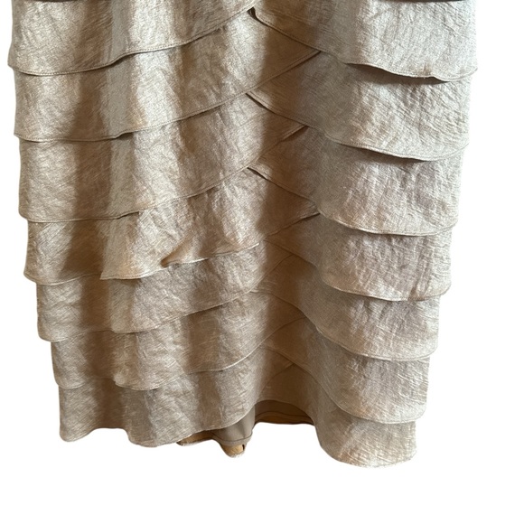Spiegel Woman’s Size 10 Champagne Gold Ruffled Tiered Cocktail Dress Wedding - Picture 4 of 10